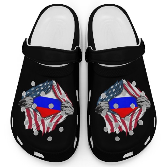 Russian American Blood Inside Me Country Flags Clogs