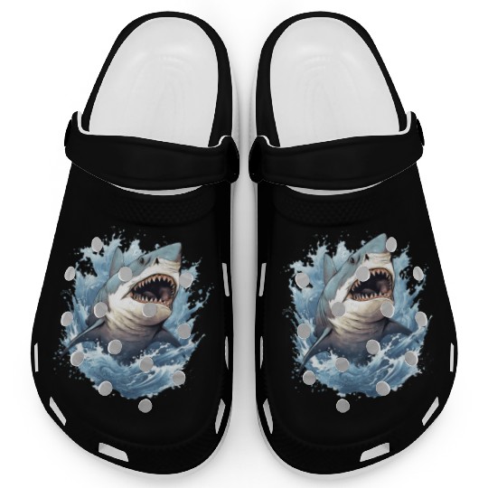 Captivating Shark Depiction Clogs