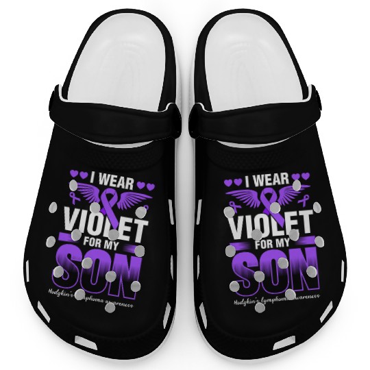 I Wear Violet For My Son Hodgkins Lymphoma Clogs