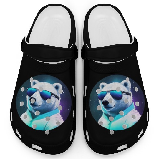 Cool polar bear with sunglasses Clogs