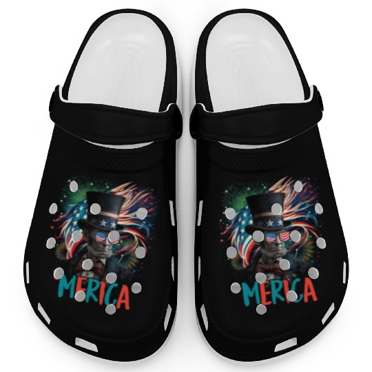 Merica Lincoln Independence Day Party 4th July Clogs