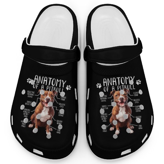 Anatomy Pitbull Dog Cute Pittie Lover PitBul Clogs