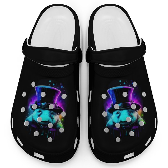 Cute Tardigrade in a Top Hat - Retro Disco Drip Ar Clogs