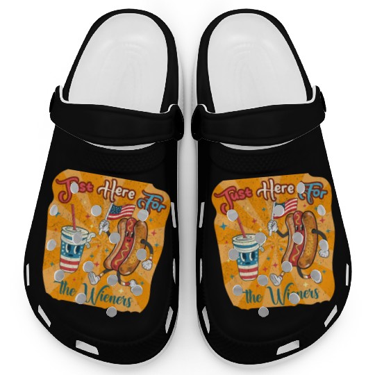 I'm Just Here For The Wieners Cartoon Hot Dog 4Th Clogs