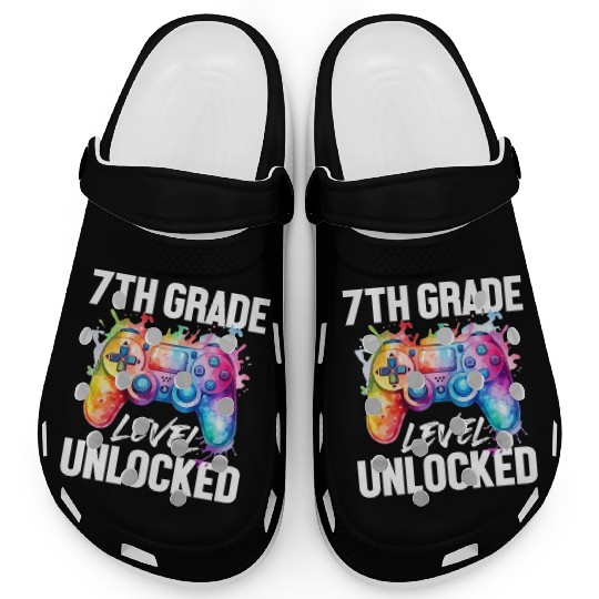 7th Grade Level Unlocked Back to School Video Game Clogs