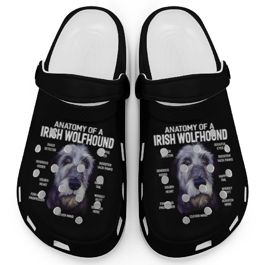 Anatomy of a Irish Wolfhound Dog Funny Gift Clogs