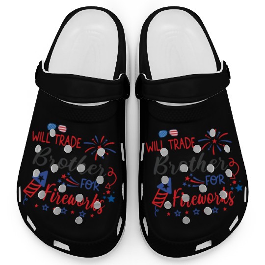 Trade Brother For Fireworks Funny Girls 4th July Clogs