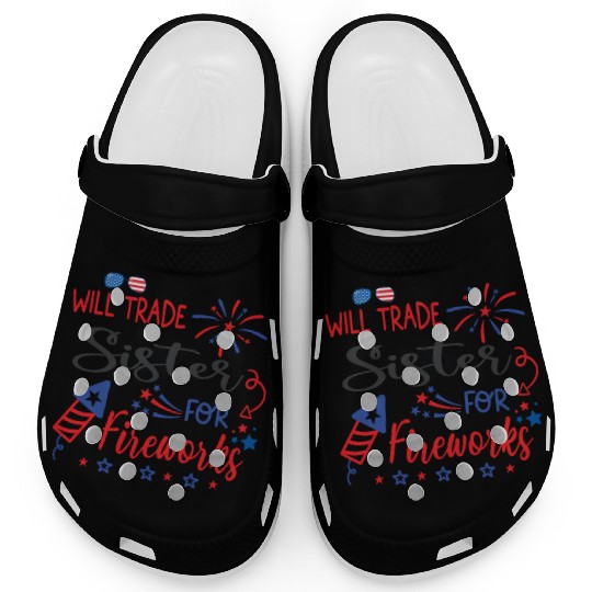 Trade Sister For Fireworks Funny Boys 4th Of July Clogs