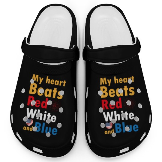 my heart beats red white and blue Clogs