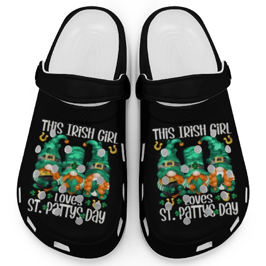 Three Gnomes Holding Shamrock This Loves St Pattys Clogs