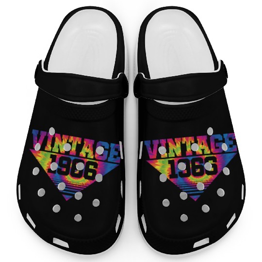 Vintage 1966 Tie Dye Splash Color Triangle Clogs