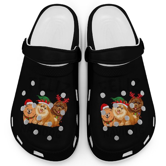 Feliz Navidog Chow Chow Reindeer Christmas Light Clogs