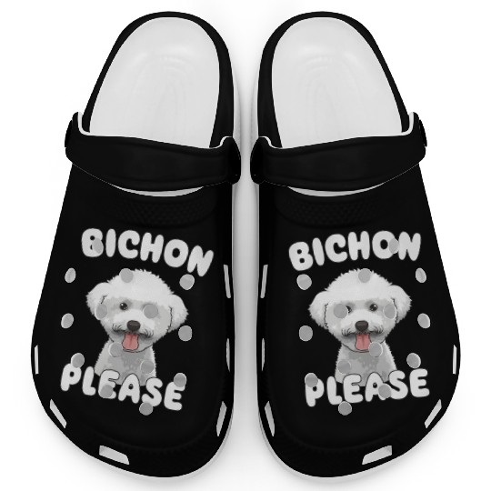 Bichon Please Bichon Frise Dog Lover Funny Pun Clogs