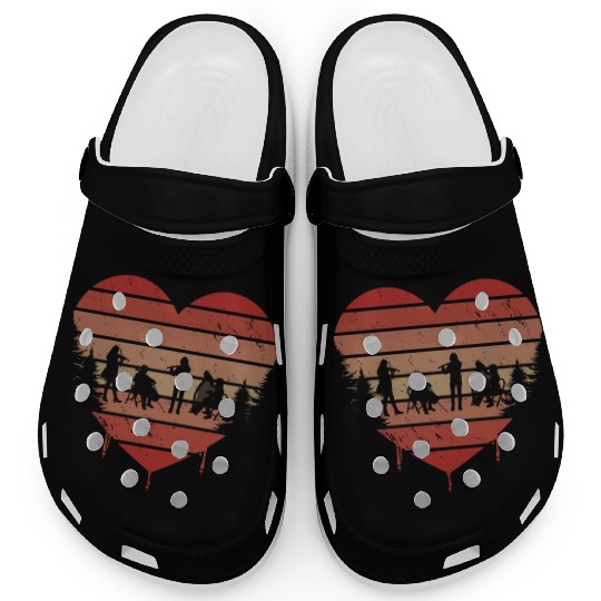 Cute Red Vintage Heart Orchestra Valentine Day Clogs