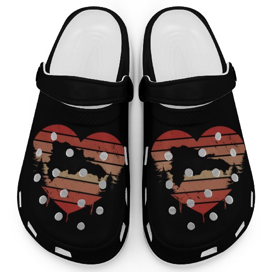 Cute Red Vintage Heart Punta Cana Valentine Day Clogs