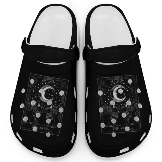 Tarot Card Crescent Moon And Sphynx Cat Occult Clogs