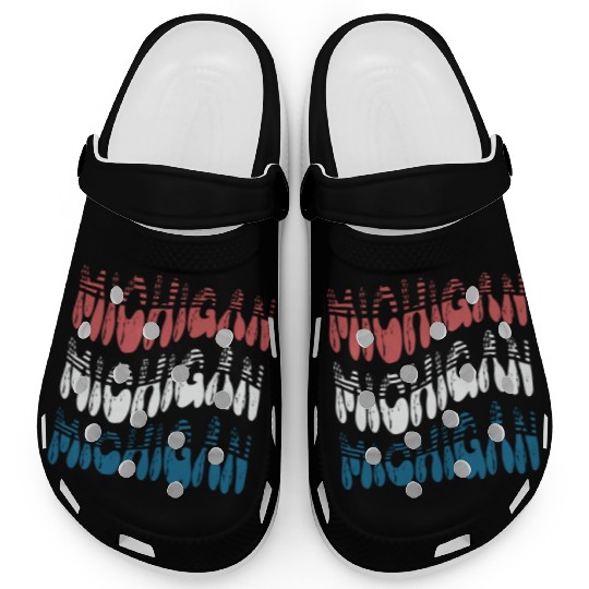 Michigan Red White Blue Cute Groovy Clogs
