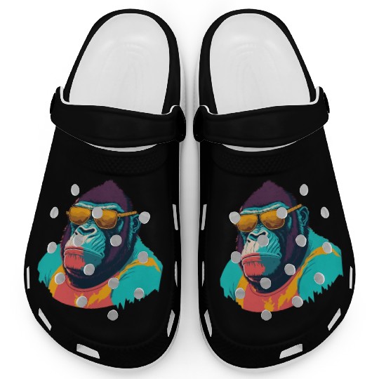 Cool Gorilla with trendy sunglasses illustration Clogs