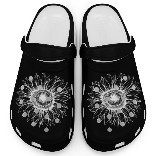 The summer sunflower. Clogs