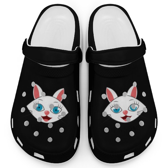 Mewsome White Cat Face Clogs