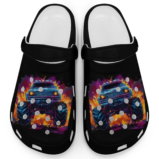 Monster Truck Big Retro Race Dad Trucker Lover Clogs