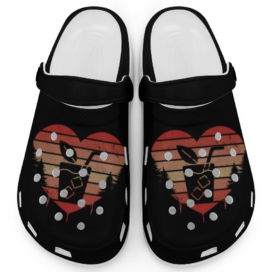 Cute Red Vintage Heart Sweet Tea Valentine Day Clogs