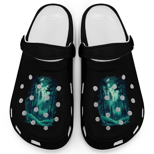 Watercolor Pine Forest Landscape Clipart, Forest B Clogs