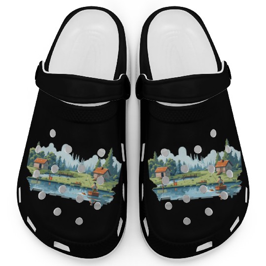 Fisherman Nature 8-bit style Clogs