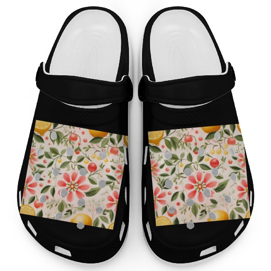Lemon Pink Floral Detailed Summer Collection 03 Clogs
