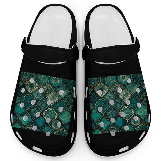 Green Mystical Tile Symphony Detailed 001 Clogs