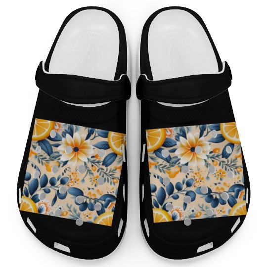 Yellow Lemon Floral Detailed Summer Collection 02 Clogs