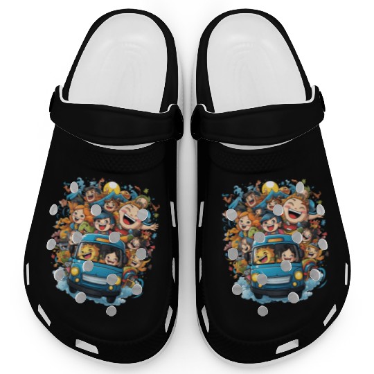 Back to School Pre-K Kindergarten School Bus Clogs