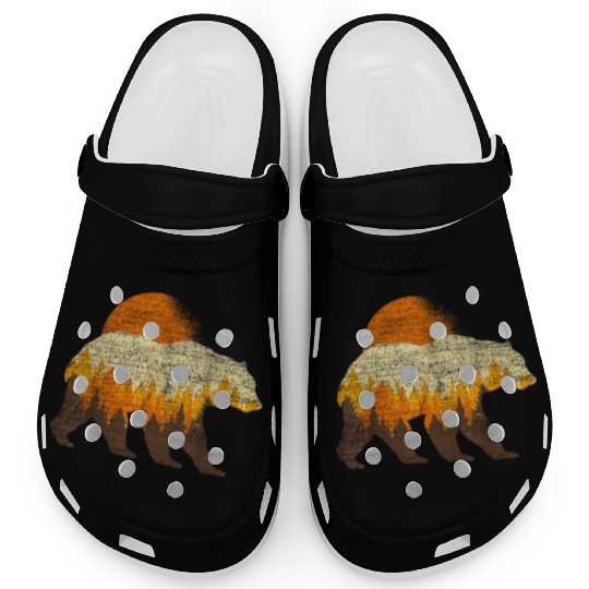 Full Moon Trees Wildlife Forest Bear Lover Clogs