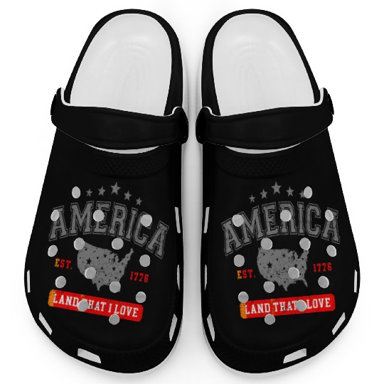 America Land That I Love 4th of July Vintage Ameri Clogs