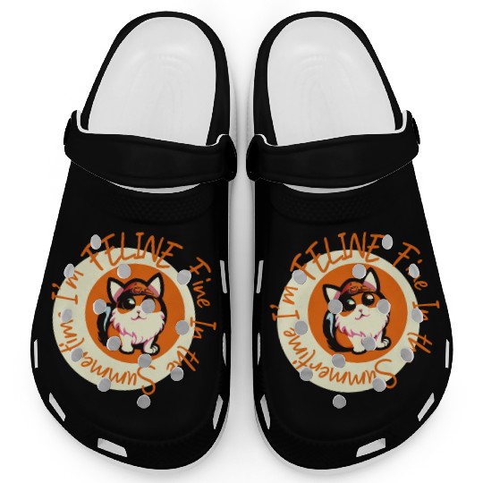 I'm FELINE Fine | Cat Lover Summer Animal Party Clogs