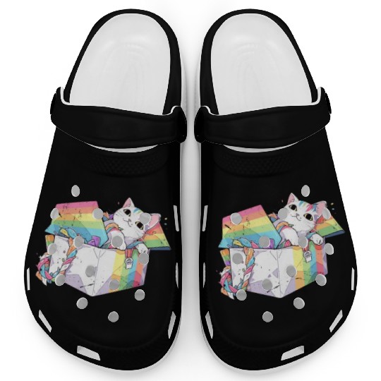 Rainbow Cat Lover Cute Kitty Animal LGBT Community Clogs
