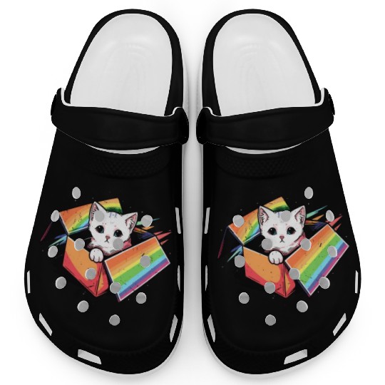 Cute Cat Pet Lover Rainbow LGBT Community Pride Clogs