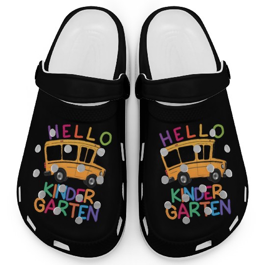 hello kindergarten Clogs print template school bus