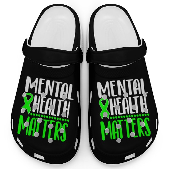 Mental Health Awareness Ribbon Green Anxiety Depre Clogs