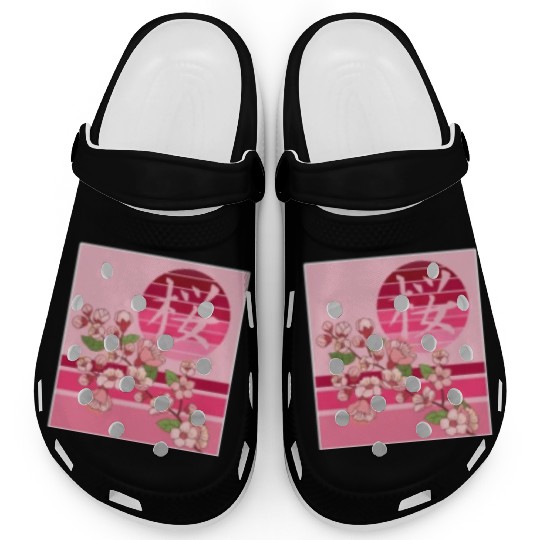 Cherry Blossom Clogs, Sakura Flowers Kanji Pocket