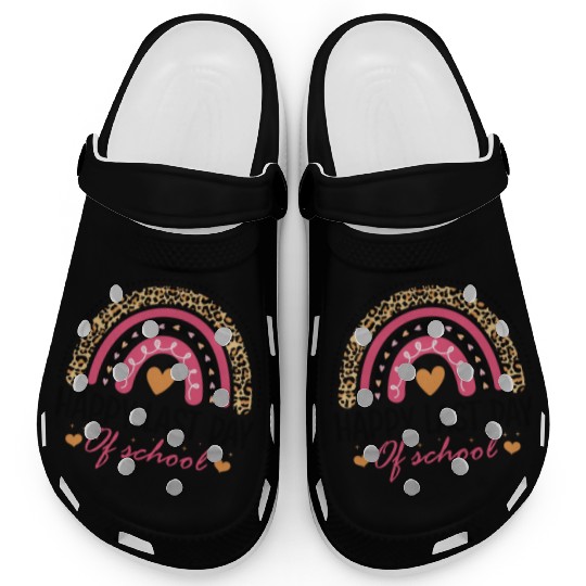 Leopard Rainbow Last Day Of School Teacher Clogs