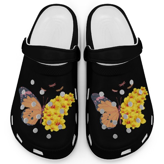 Butterfly with a Hibiscus Wing Clogs