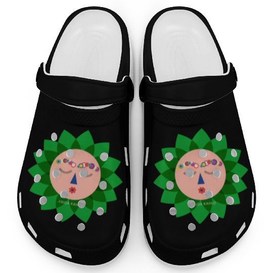 Cute Colorful Frida Kahlo Portrait Mexican Sun Clogs