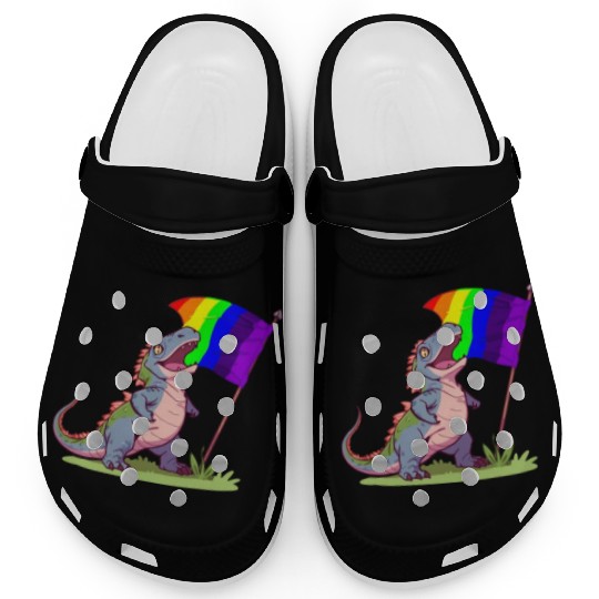 Funny Dinosaur LGBT Community Pride Lesbian Gay Clogs