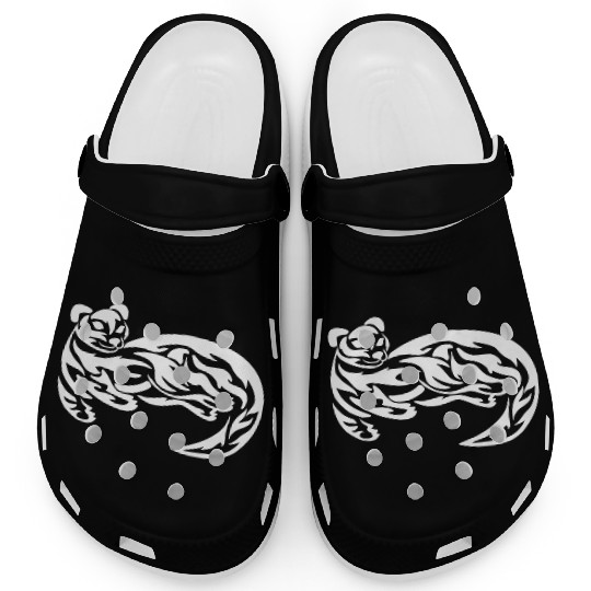 Tribal Otter Tattoo green Clogs