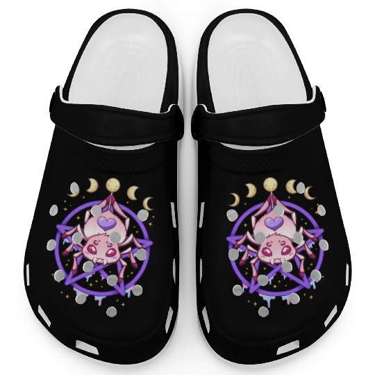Kawaii Pastel Goth Creepy Pentacle Spider Pentagra Clogs