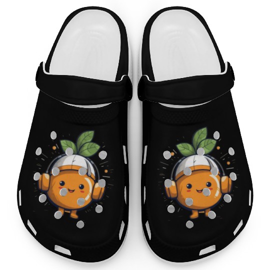 Orange Fruit Fruitarian Funny Cute Party Music Clogs