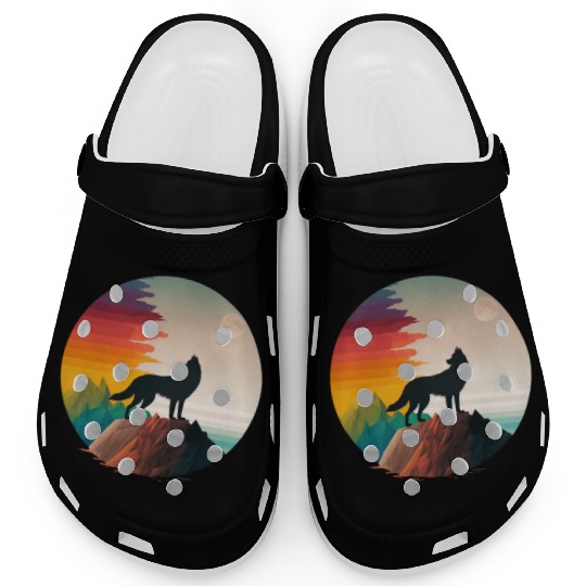 LGBTQIA+ Majestic wolf on the mountain top Clogs