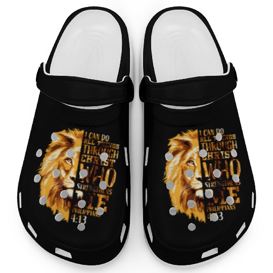 Philippians 413 Christian Bible Verse Lion Husband Clogs