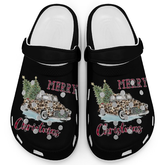 Merry Christmas Leopard Print Truck Clogs
